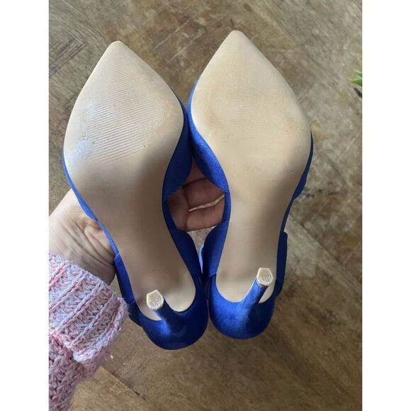 Steve Madden Blue Suede Elastic Ankle Strap Pointed Toe Stiletto Heels Size - Picture 8 of 9